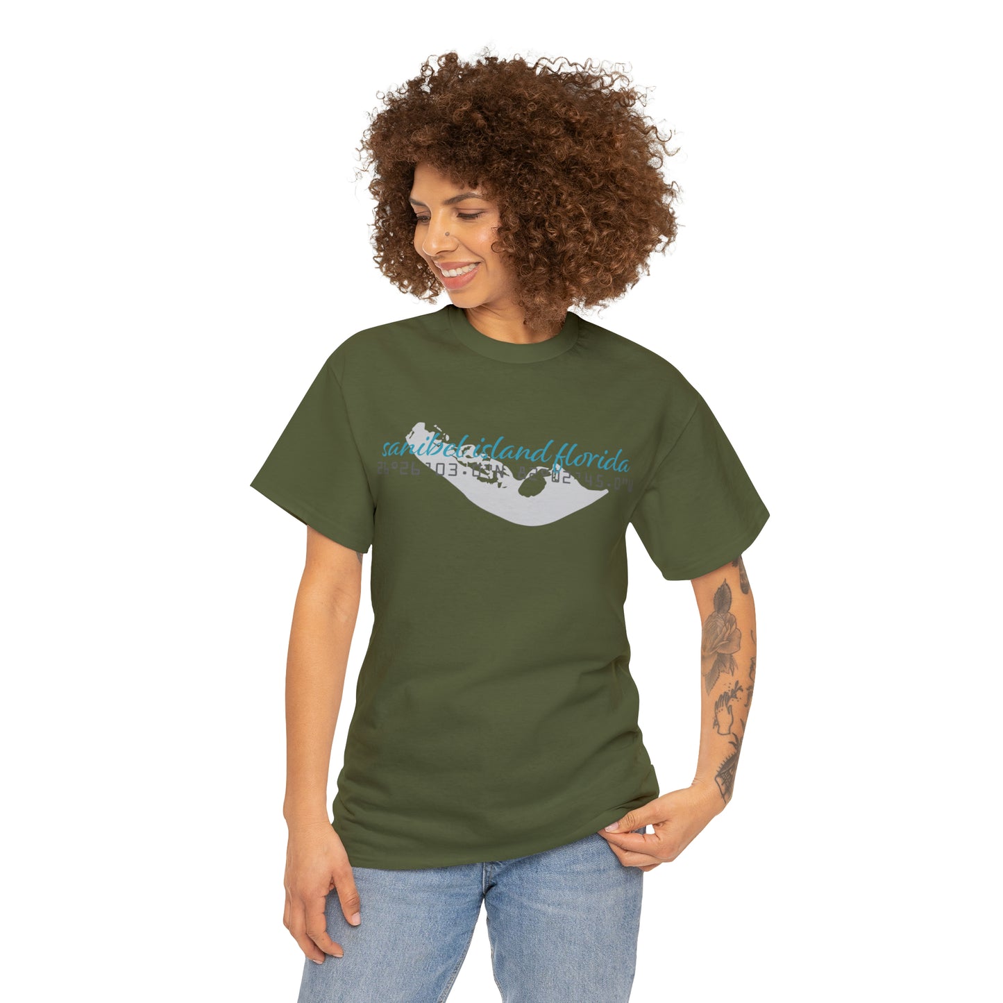 Sanibel Island GPS Unisex Heavy Cotton Tee + More Colors