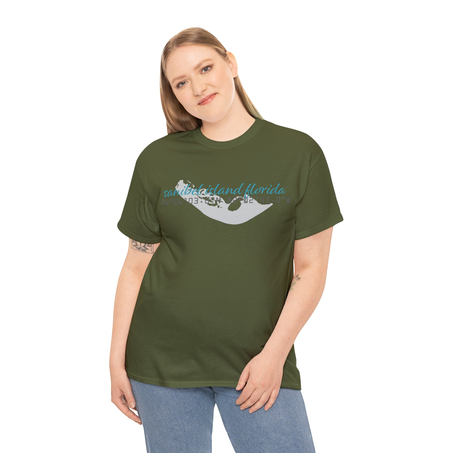 Sanibel Island GPS Unisex Heavy Cotton Tee + More Colors