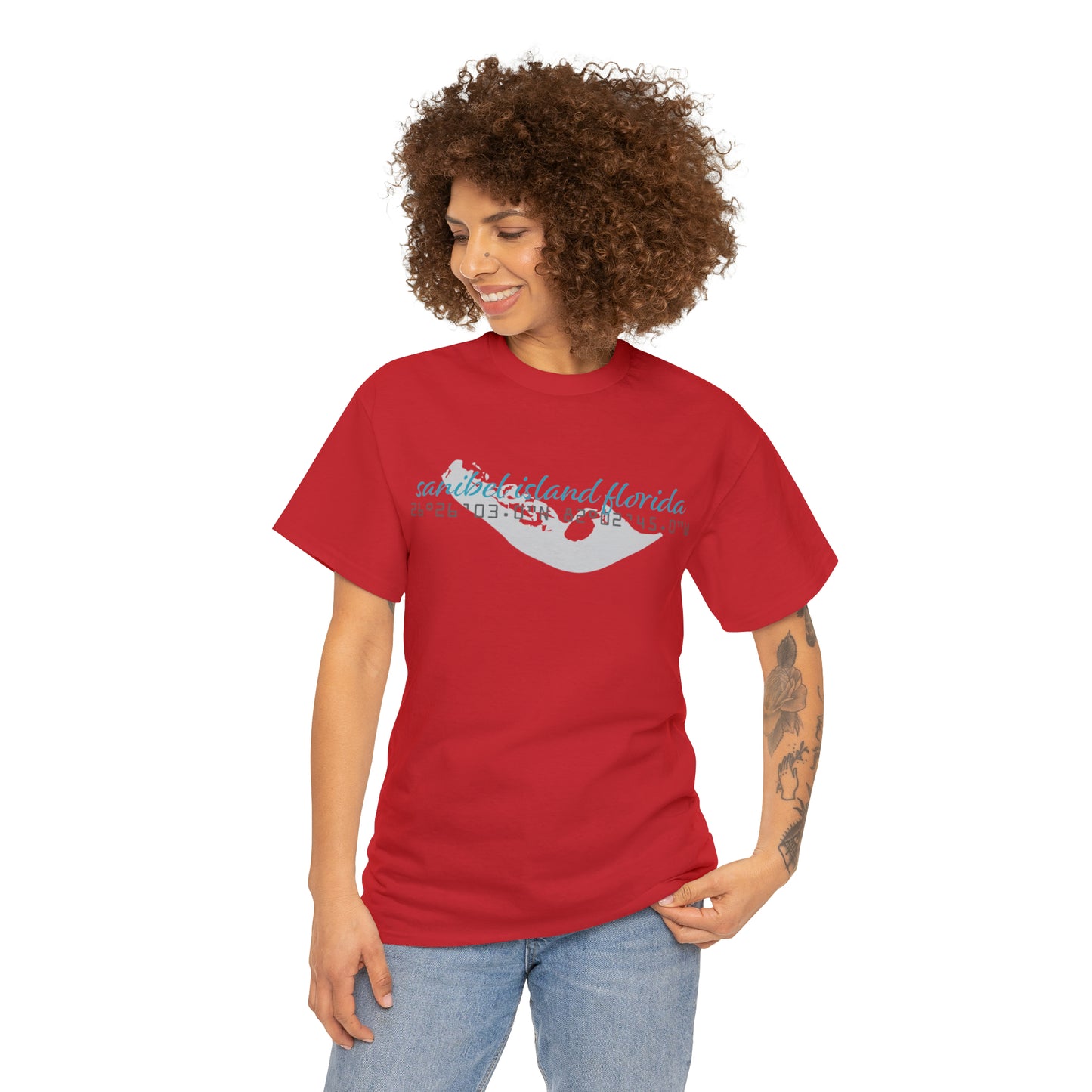 Sanibel Island GPS Unisex Heavy Cotton Tee + More Colors