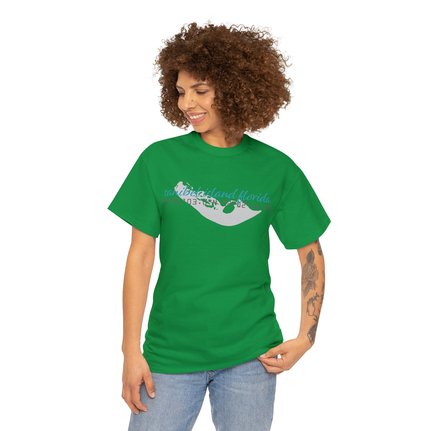 Sanibel Island GPS Unisex Heavy Cotton Tee + More Colors