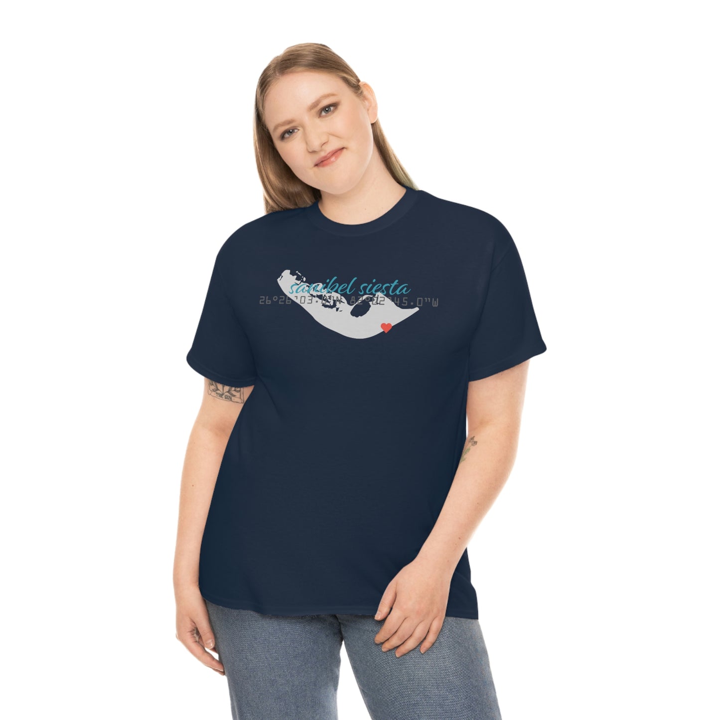 Sanibel Siesta GPS Unisex Heavy Cotton Tee + More Colors