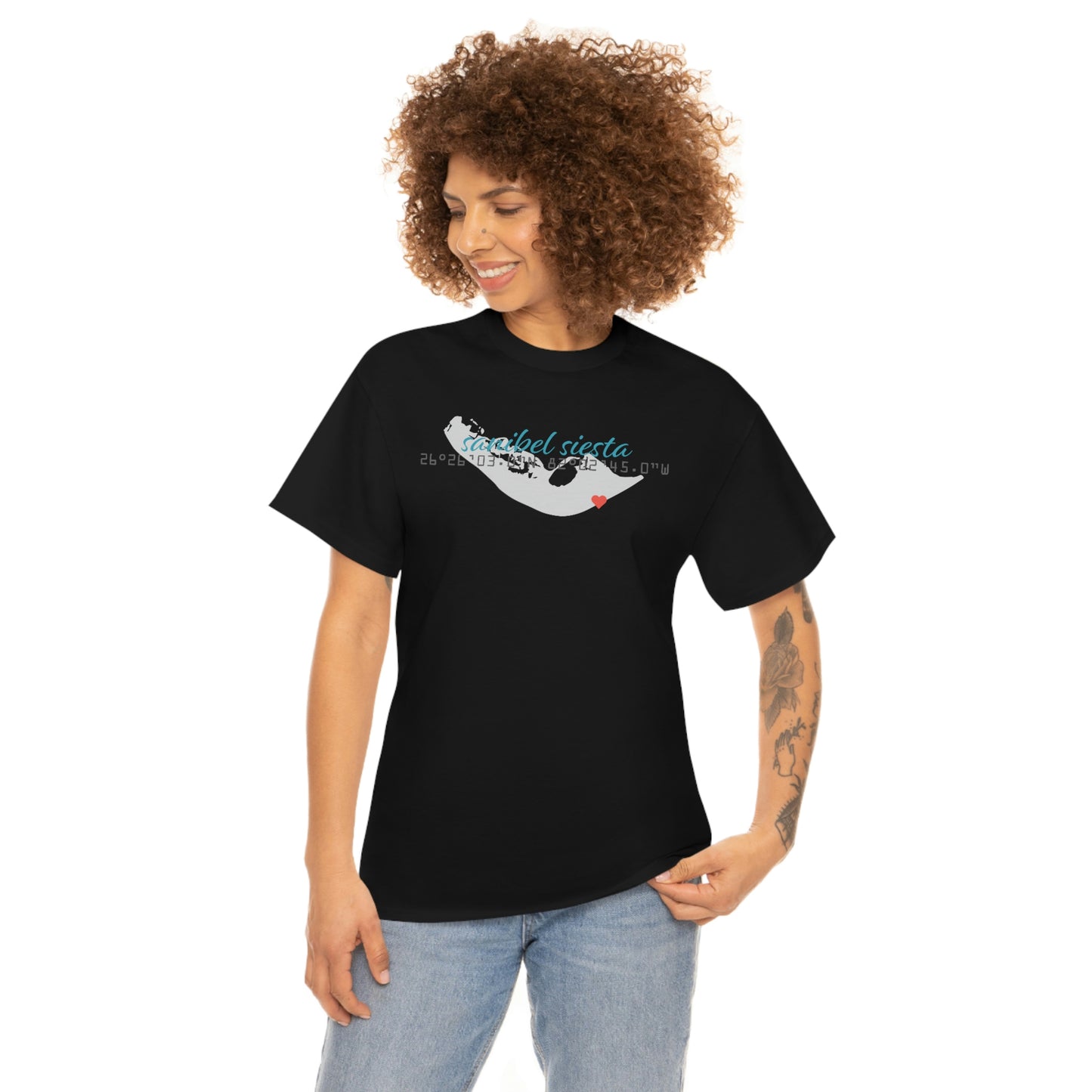 Sanibel Siesta GPS Unisex Heavy Cotton Tee + More Colors