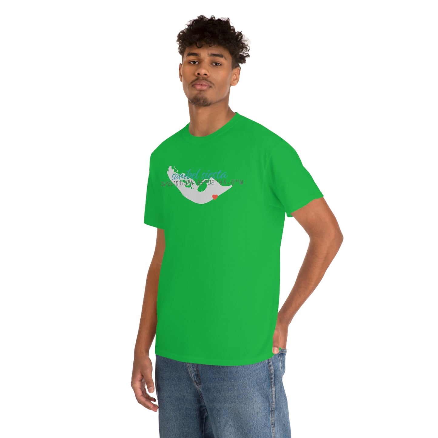 Sanibel Siesta GPS Unisex Heavy Cotton Tee + More Colors