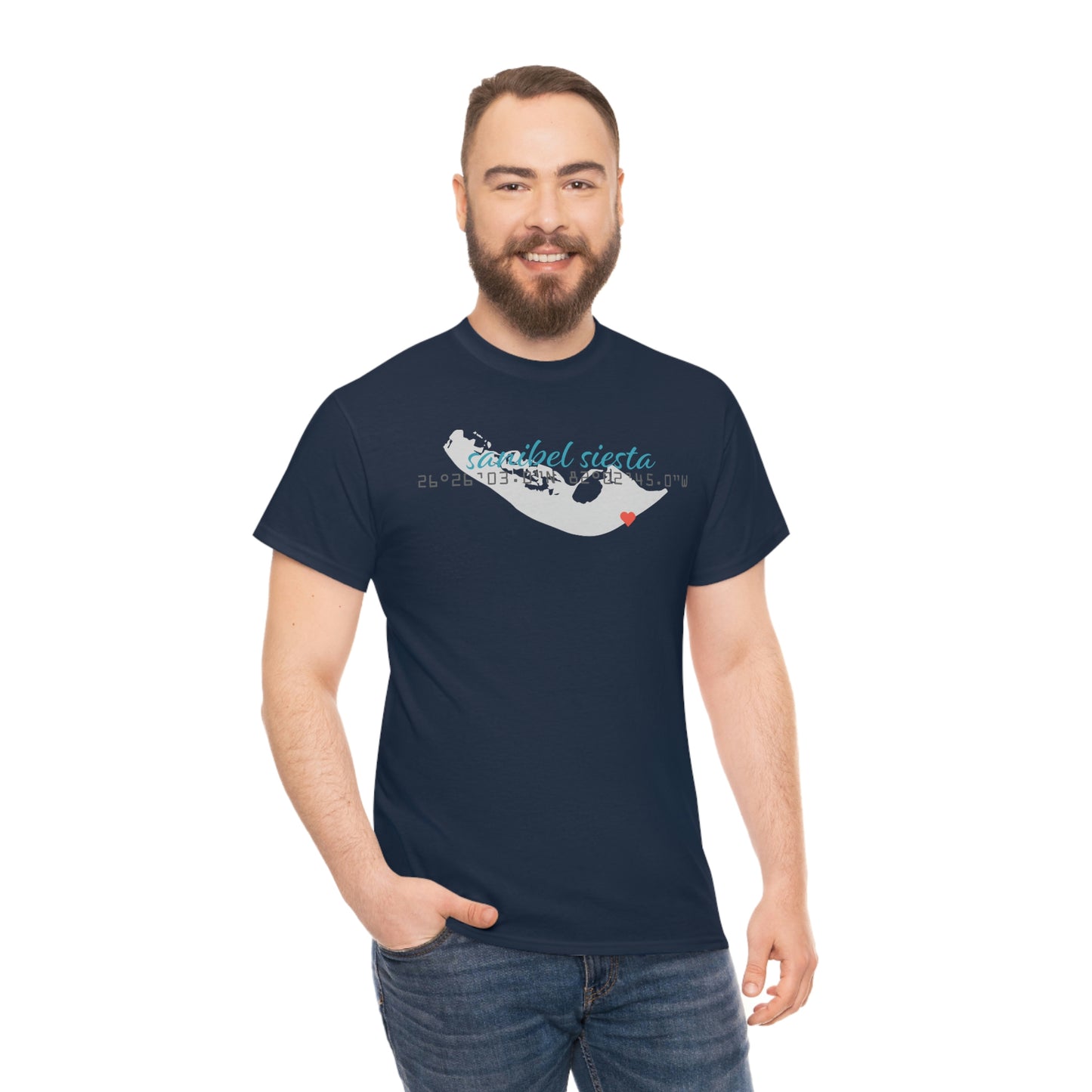 Sanibel Siesta GPS Unisex Heavy Cotton Tee + More Colors