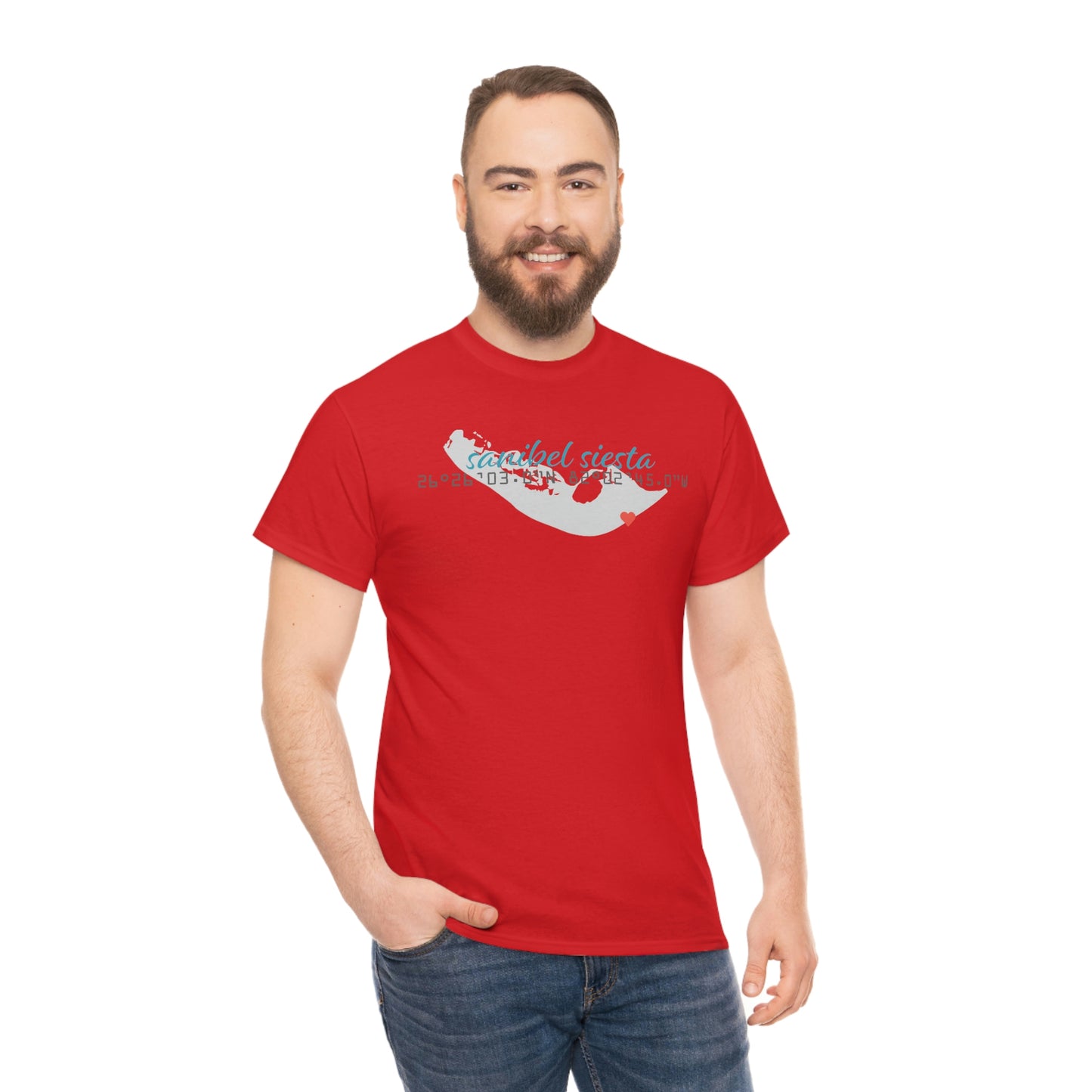 Sanibel Siesta GPS Unisex Heavy Cotton Tee + More Colors
