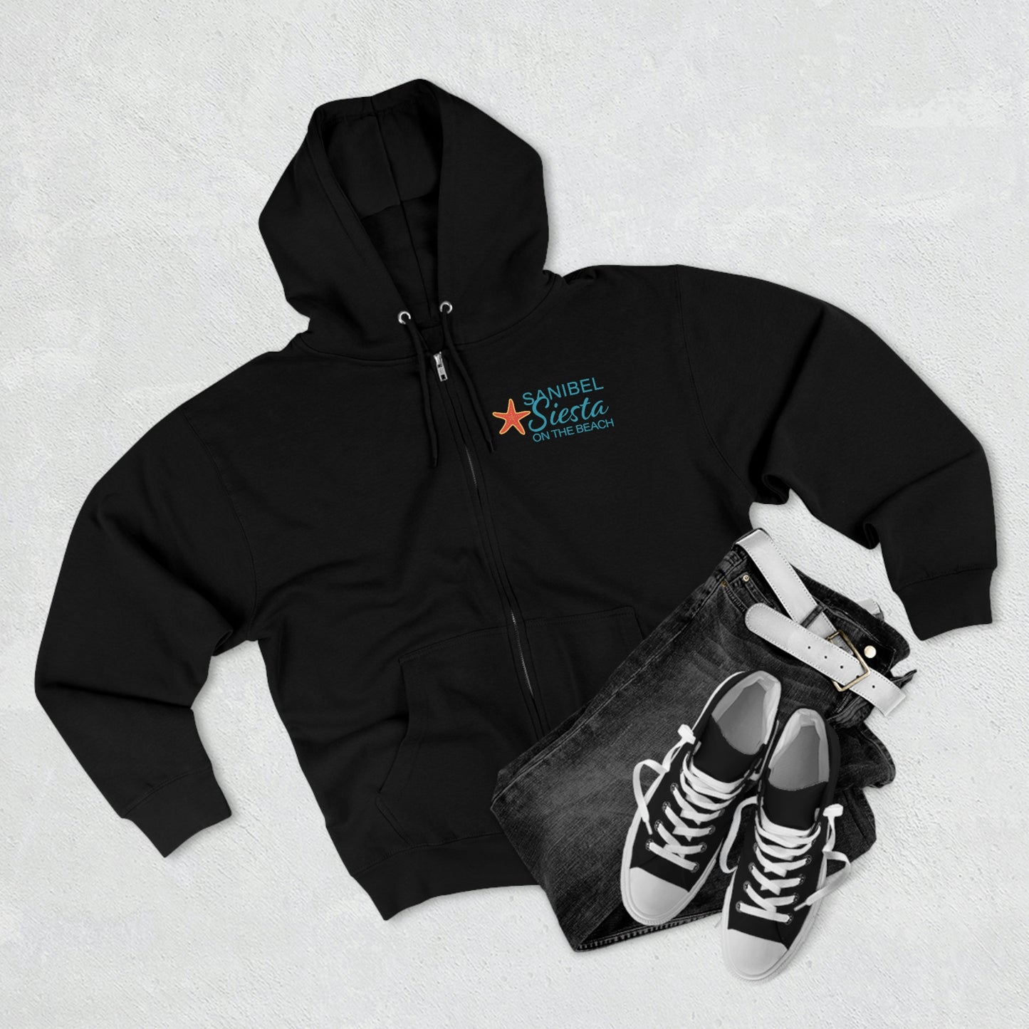 Sanibel Siesta Unisex Premium Full Zip Hoodie + More Colors
