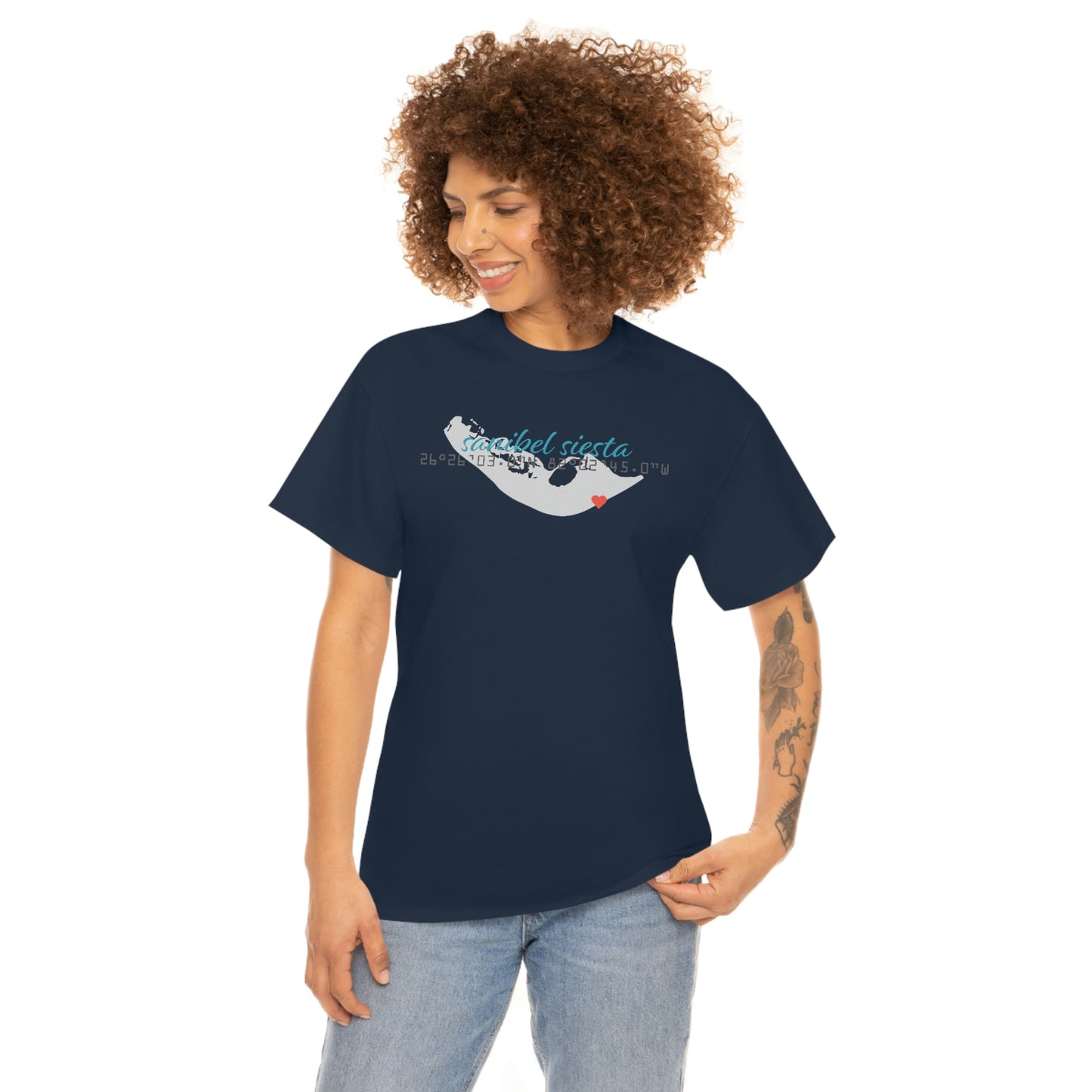 Sanibel Siesta GPS Unisex Heavy Cotton Tee + More Colors