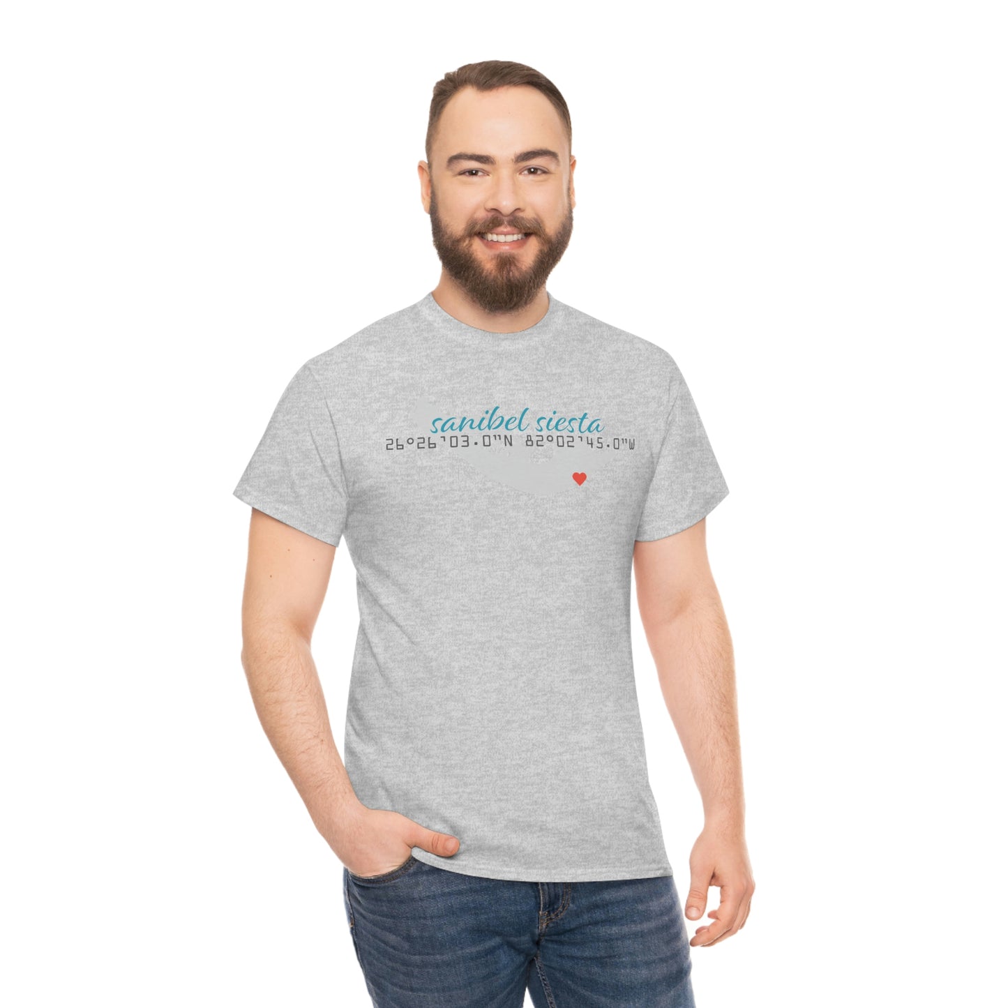 Sanibel Siesta GPS Unisex Heavy Cotton Tee + More Colors