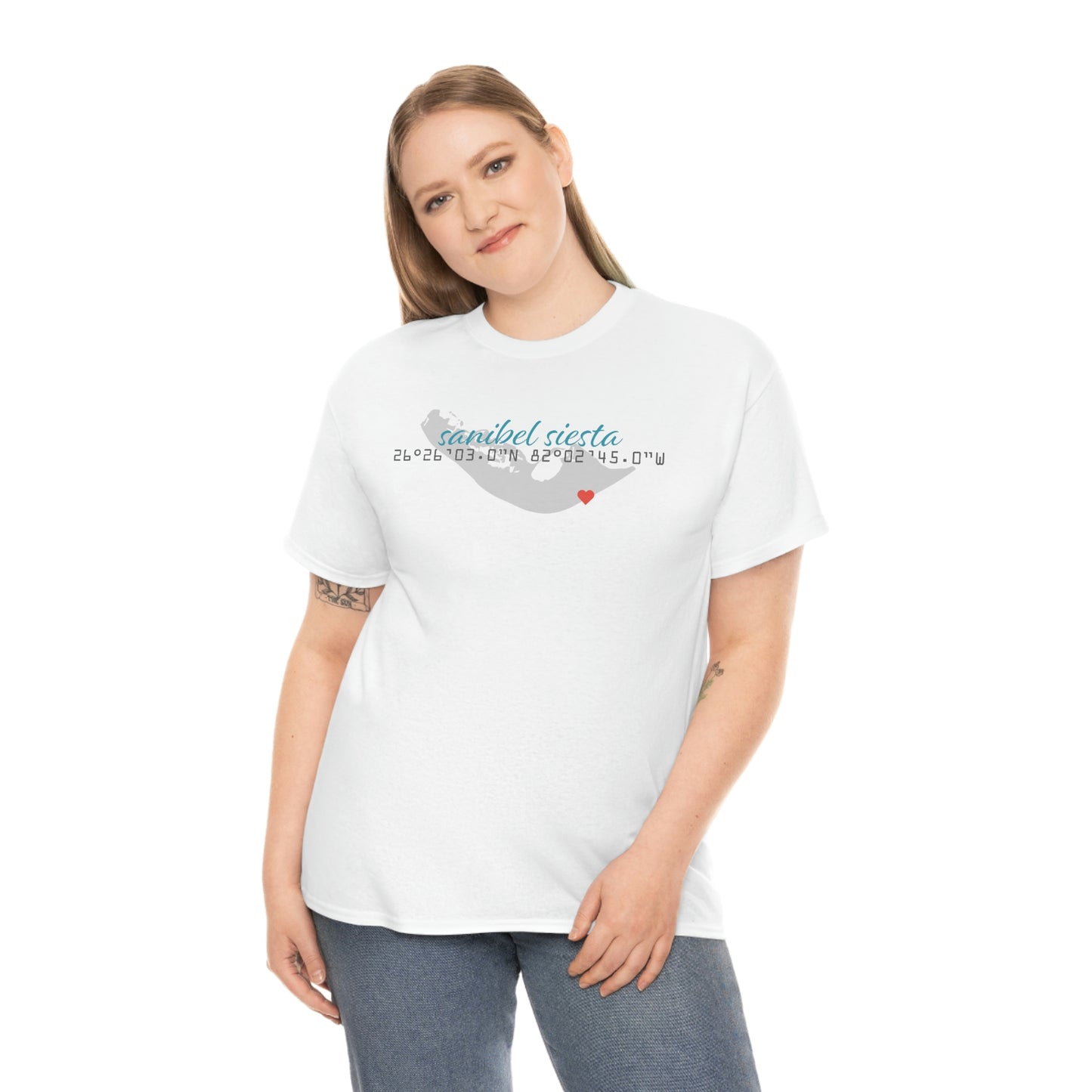 Sanibel Siesta GPS Unisex Heavy Cotton Tee + More Colors
