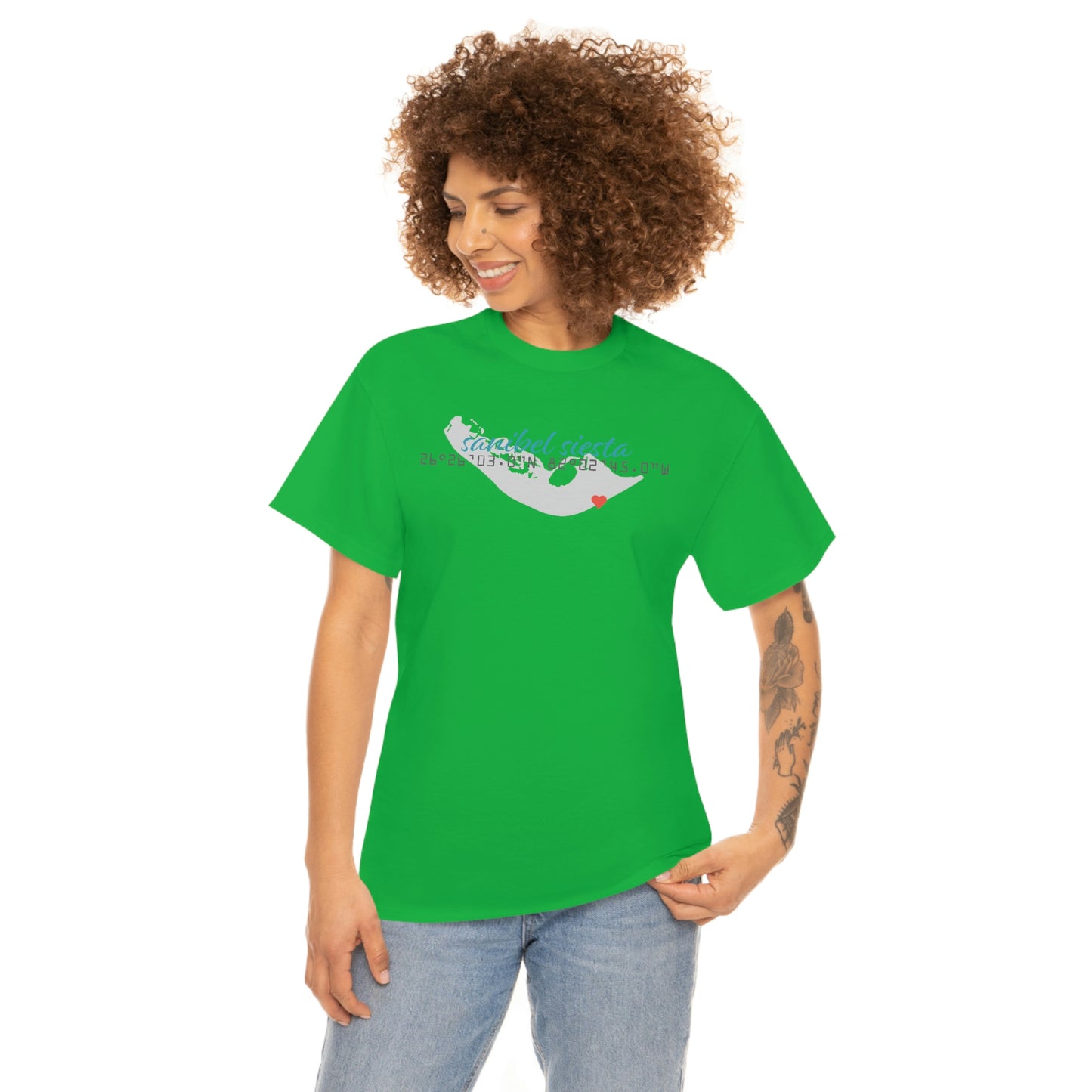 Sanibel Siesta GPS Unisex Heavy Cotton Tee + More Colors