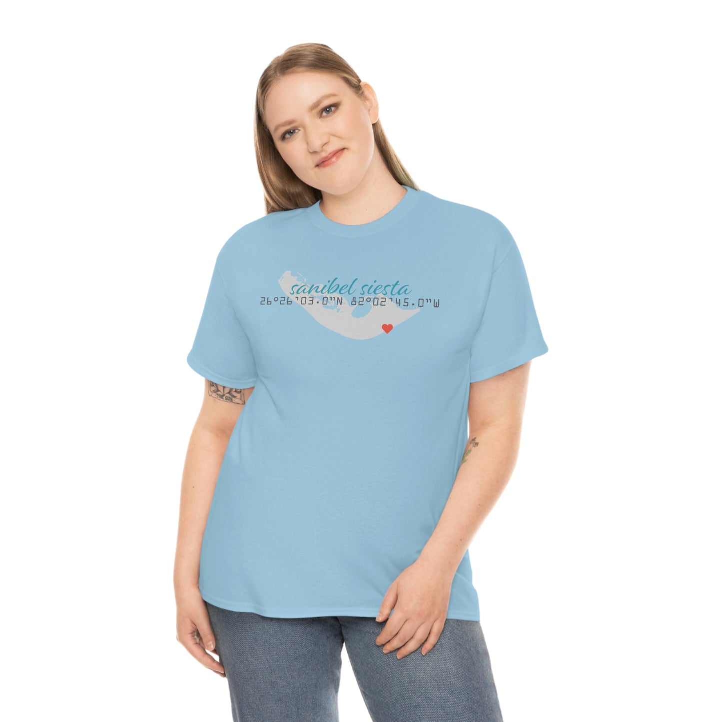 Sanibel Siesta GPS Unisex Heavy Cotton Tee + More Colors