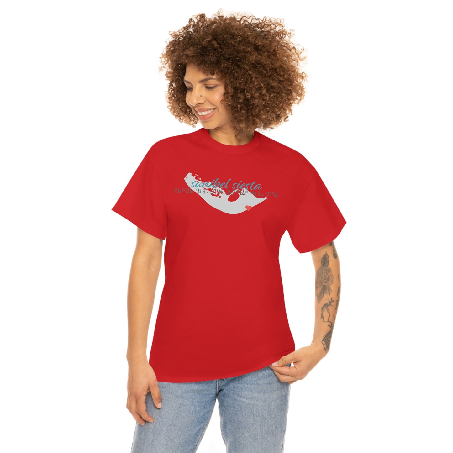 Sanibel Siesta GPS Unisex Heavy Cotton Tee + More Colors