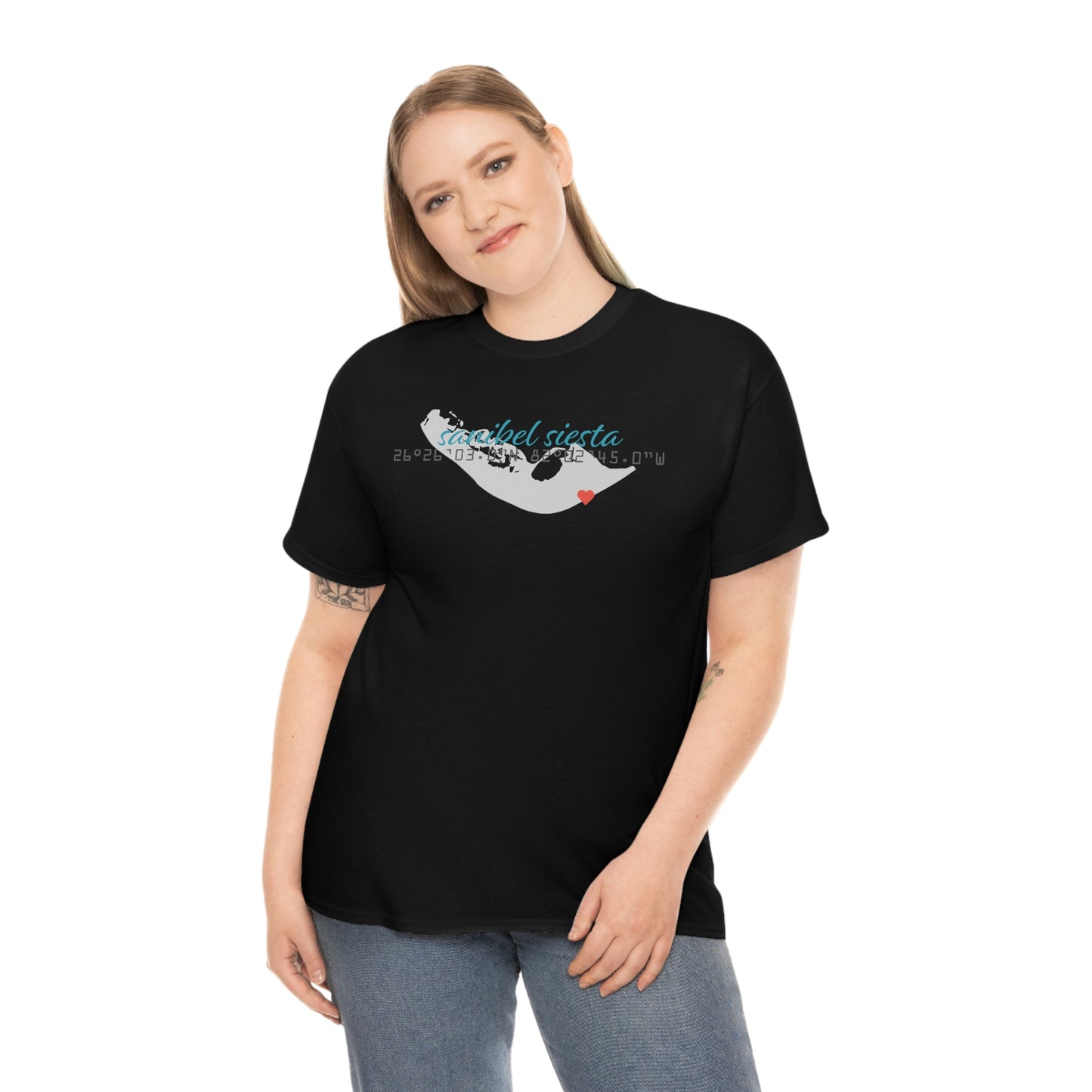 Sanibel Siesta GPS Unisex Heavy Cotton Tee + More Colors