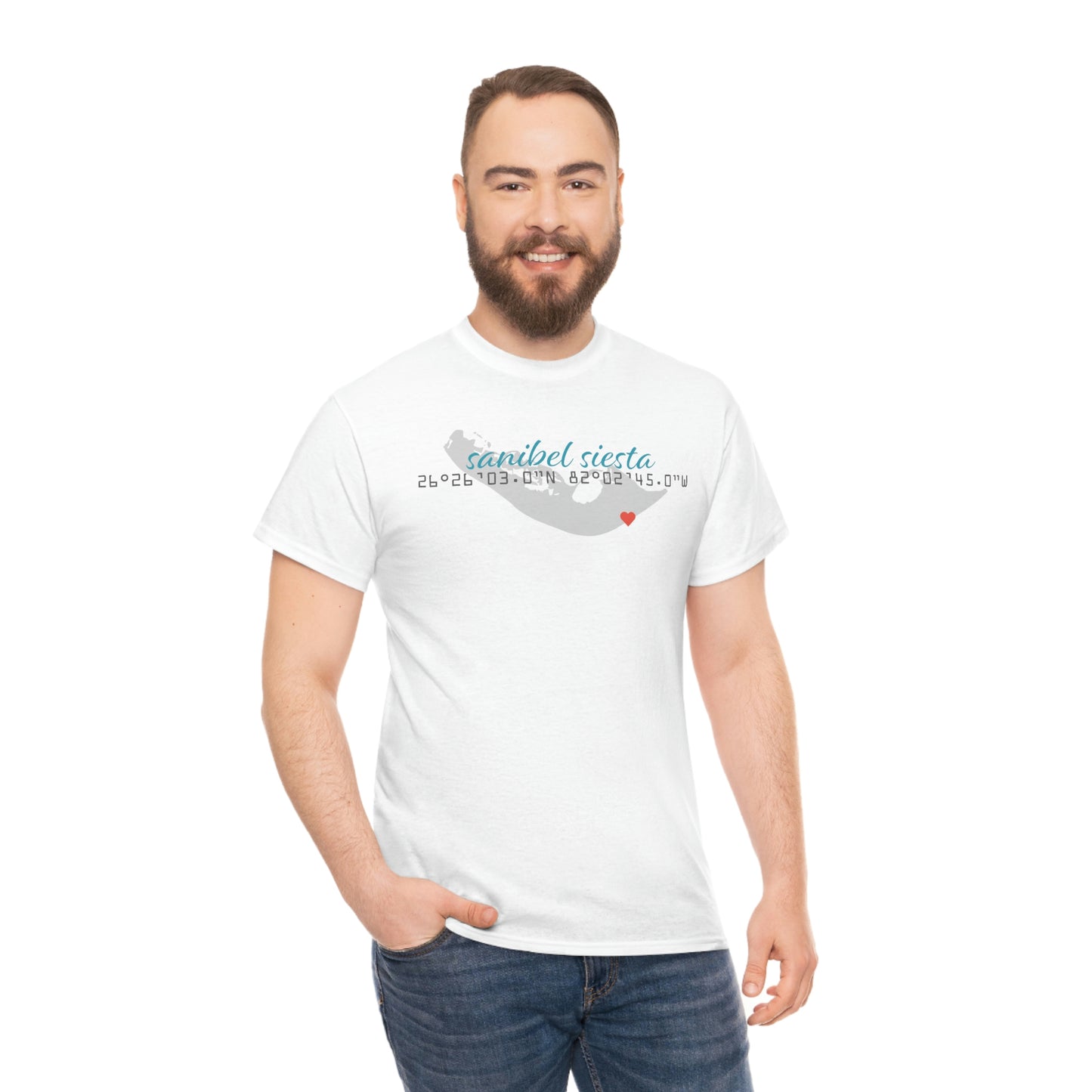 Sanibel Siesta GPS Unisex Heavy Cotton Tee + More Colors