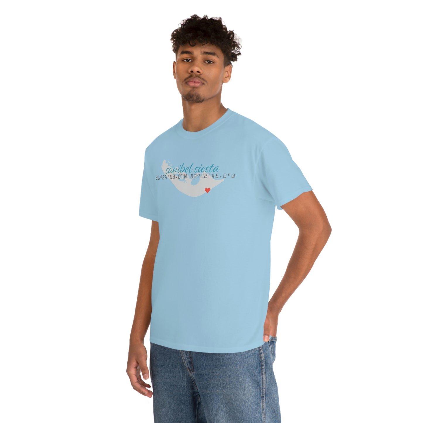 Sanibel Siesta GPS Unisex Heavy Cotton Tee + More Colors