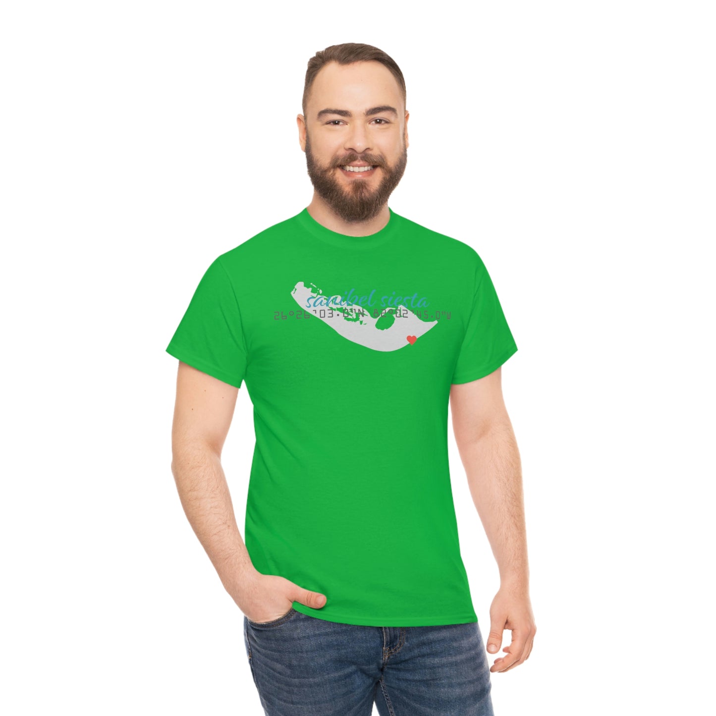 Sanibel Siesta GPS Unisex Heavy Cotton Tee + More Colors