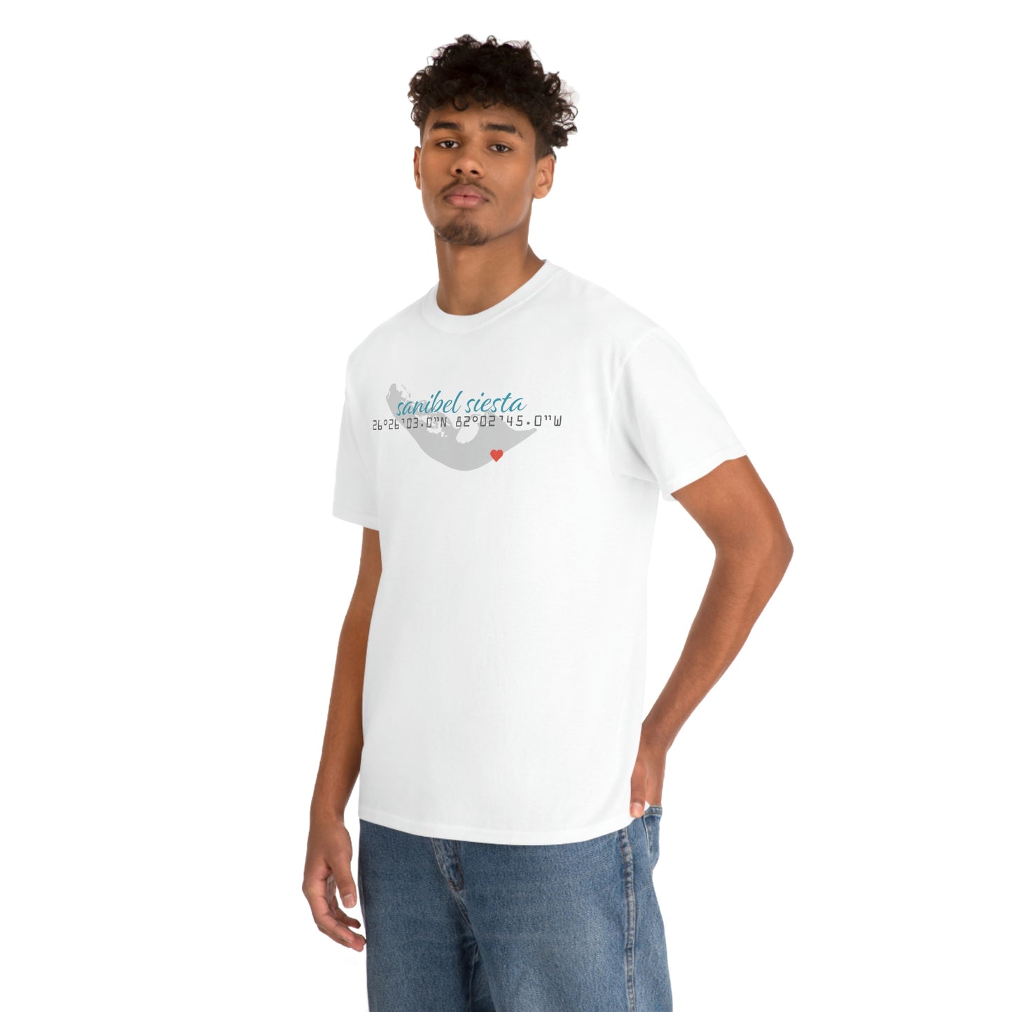 Sanibel Siesta GPS Unisex Heavy Cotton Tee + More Colors