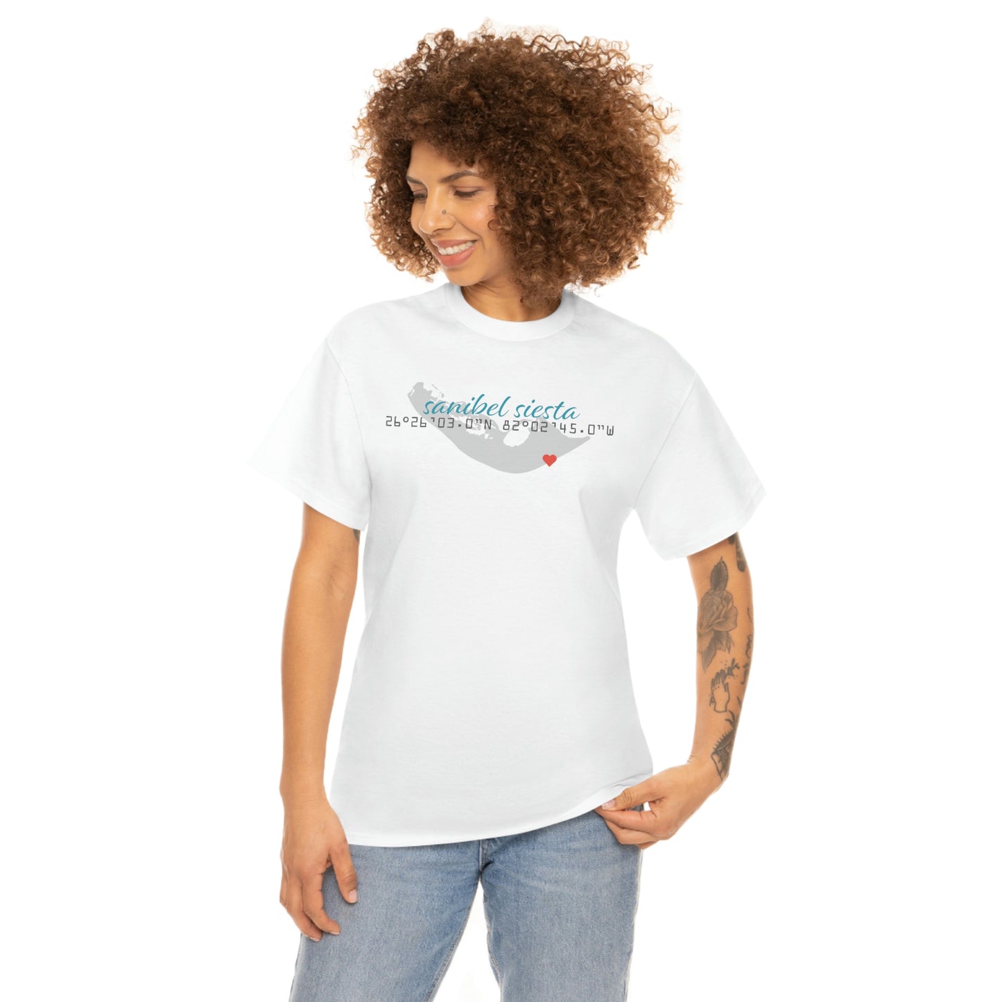 Sanibel Siesta GPS Unisex Heavy Cotton Tee + More Colors