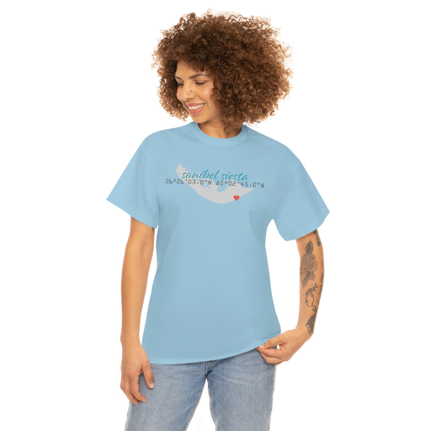 Sanibel Siesta GPS Unisex Heavy Cotton Tee + More Colors
