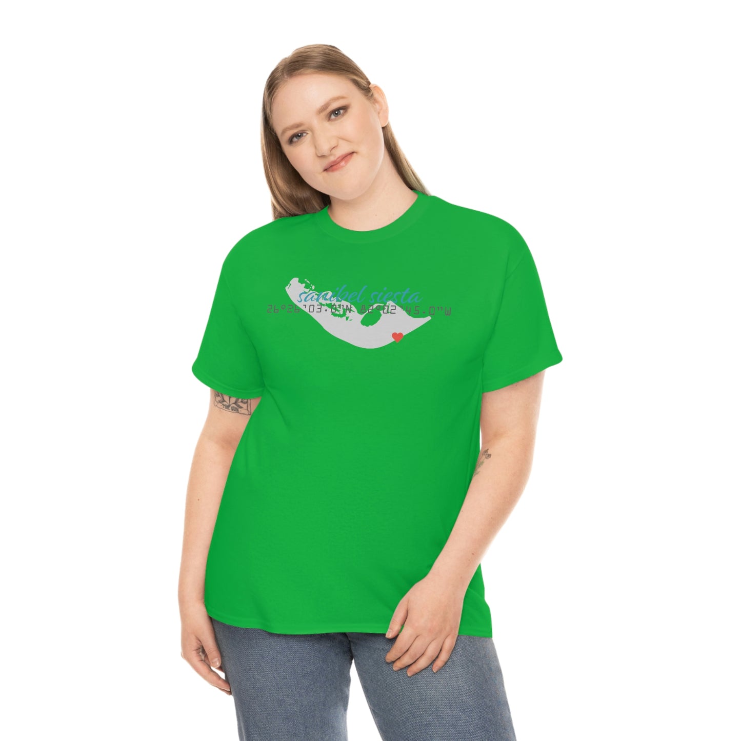 Sanibel Siesta GPS Unisex Heavy Cotton Tee + More Colors