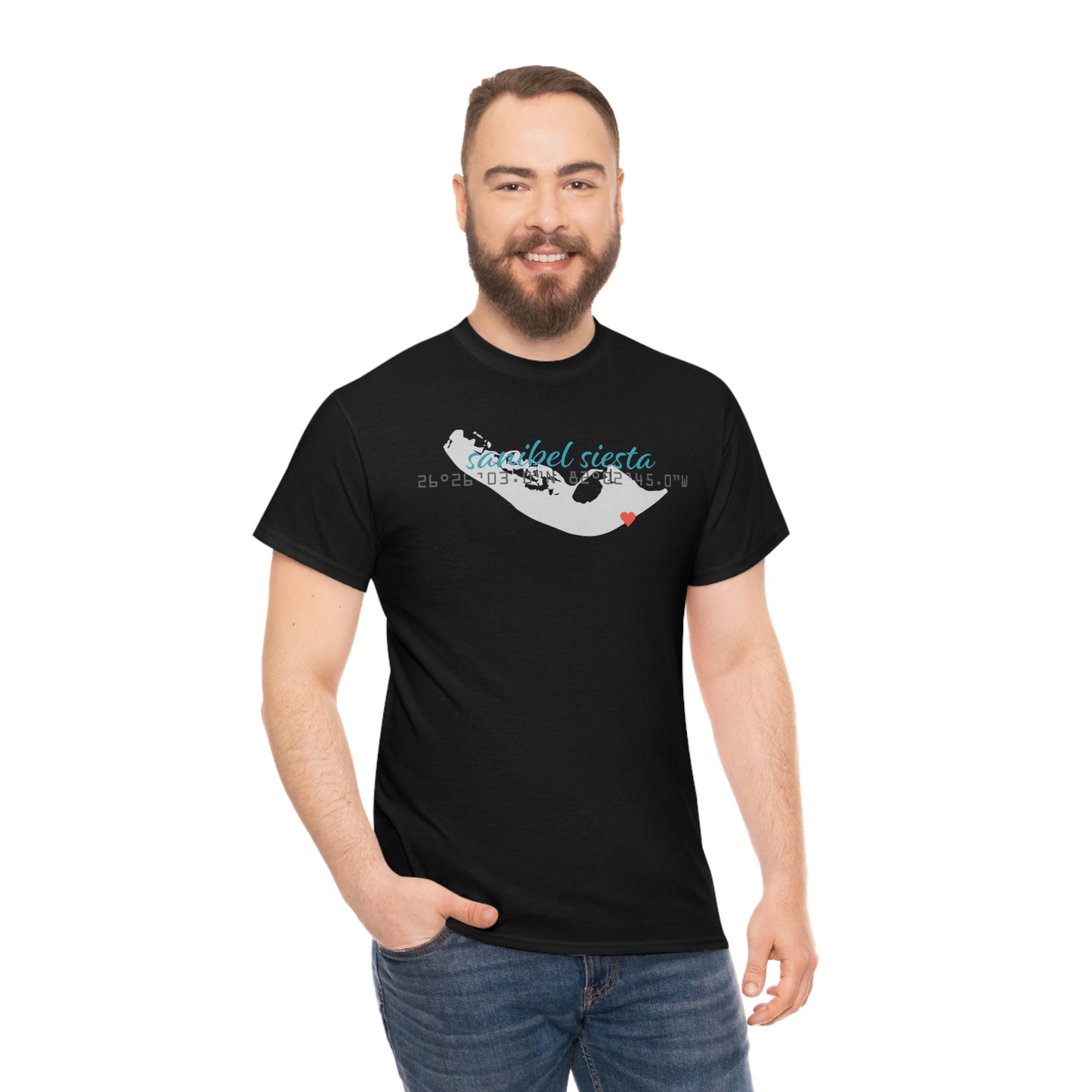 Sanibel Siesta GPS Unisex Heavy Cotton Tee + More Colors
