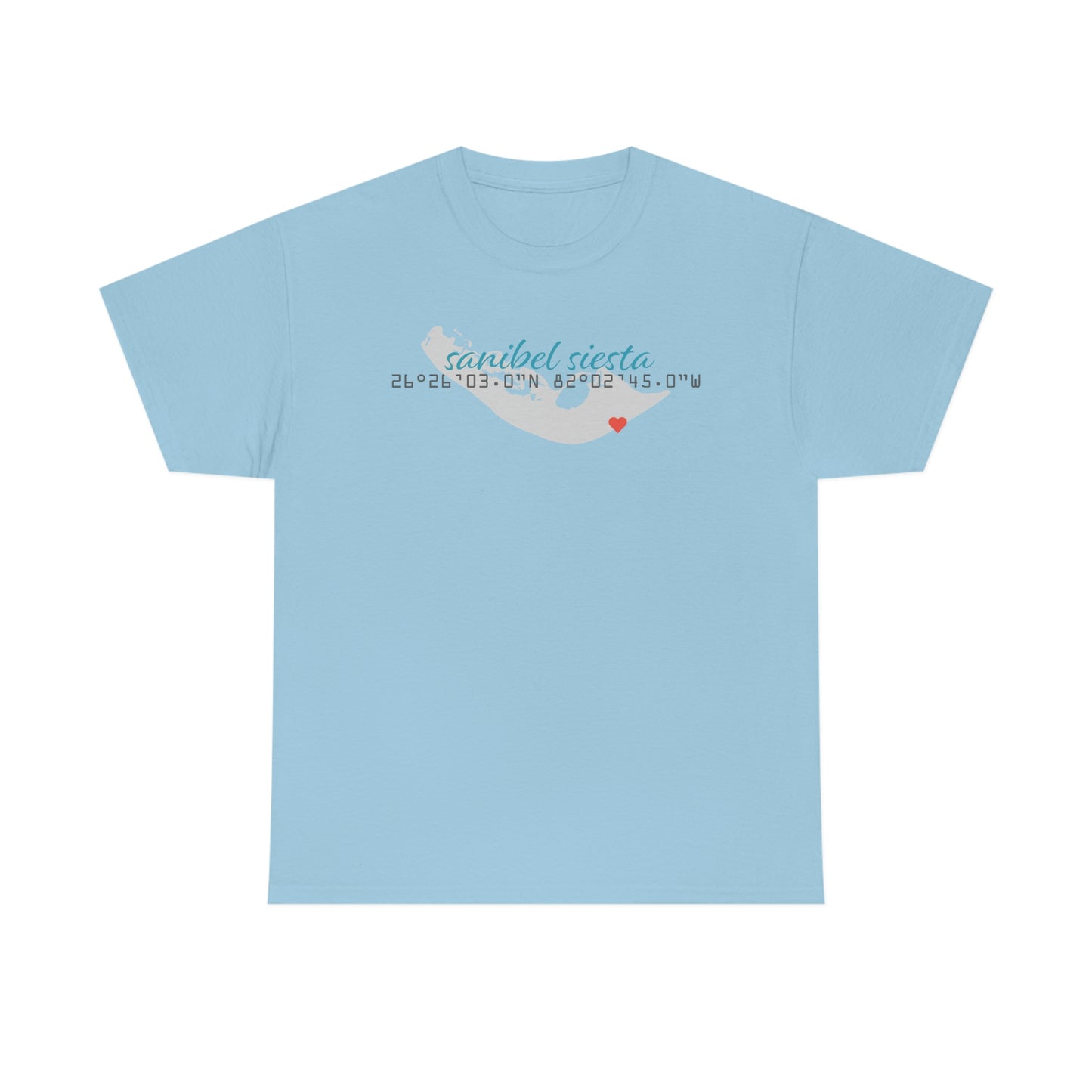 Sanibel Siesta GPS Unisex Heavy Cotton Tee + More Colors